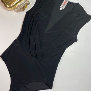 Black Sleeveless Plunge Bodysuit NEW